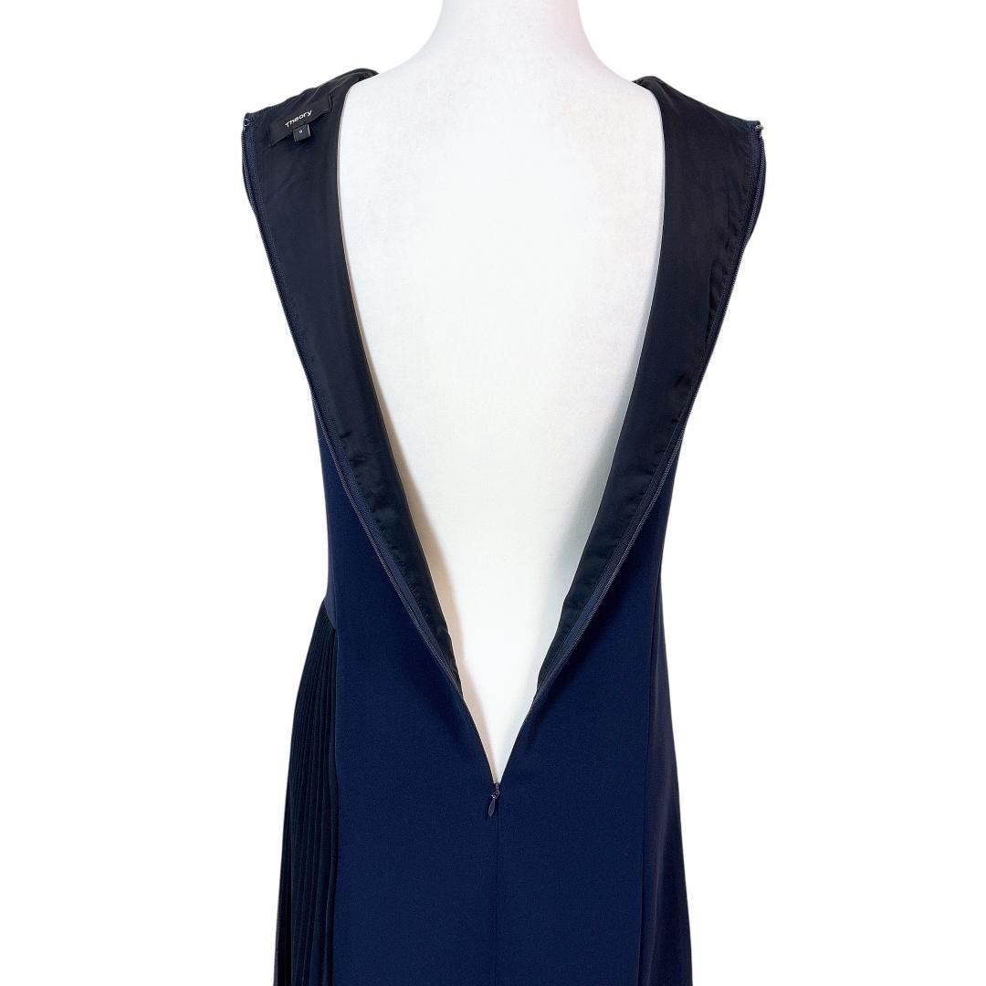 セオリー ノースリーブワンピース 裾プリーツアシンメトリー 0 無地 WWW_MORNINGWALKER_COM