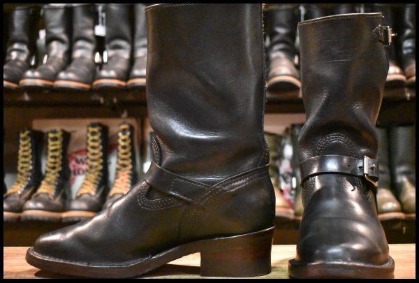 【8E 良品 10年】WESCO ウエスコ ナローボス ブラック 黒 エンジニア ビブラム700シングル ブーツ BOSS HOPESMORE【EL601】
