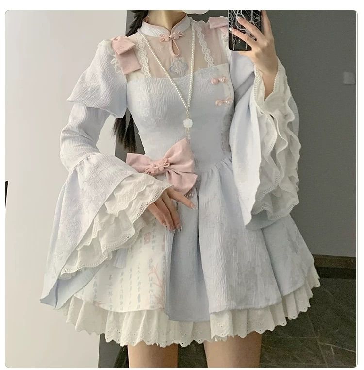 ブラック ピンク 姫袖 チャイナ 服 ロリィタ メイド セットアップ 地雷系 サブカル 地雷 パンク 天使界隈 量産型 サイバー y2k 地雷系 原宿  渋谷 推し活 病みかわ かわいい ガーリー系 ロリータ フリル レトロ 和風 和ロリ - メルカリ