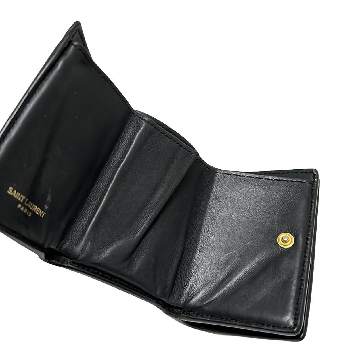 SAINT LAURENT PARIS(サンローランパリ) 3つ折り財布 YSL タイニーウォレット 459880 黒 レザー - メルカリ