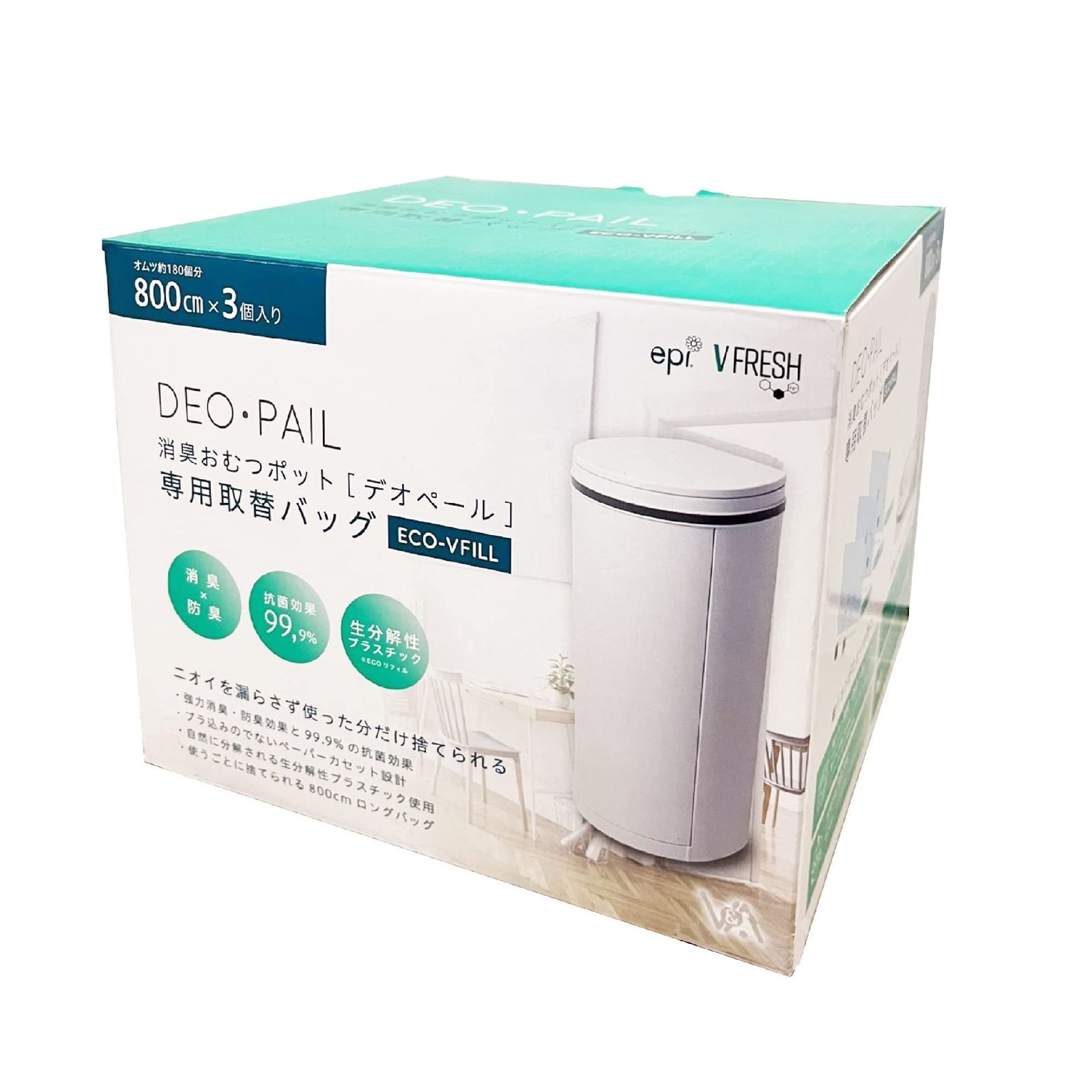おむつ処理用ゴミ袋 DEO・PAIL（デオペール） 詰替レフィル 防臭 消臭 抗菌 約40回分×3個入り [3個]
