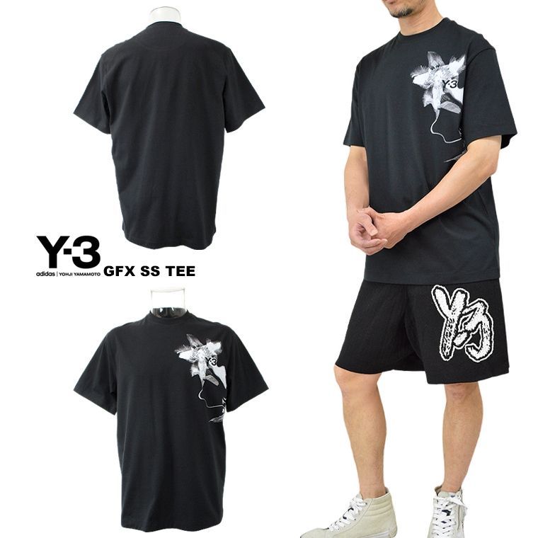 新作 Y-3 ワイスリー グラフィック半袖Tシャツ GFX SS TEE 人気 adidas Y3 フラワー 花柄 コットン ヨージ・ヤマモト アディダス 半袖 半TEE カットソー クルーネック フローラルプリント ユニセックス 男女兼用 レギュラーフィット