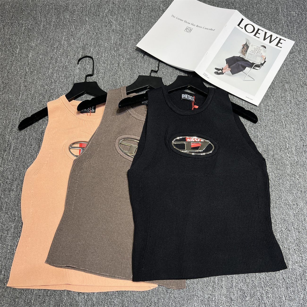 DIESEL レディースショートスリーブなしカットソーベスト