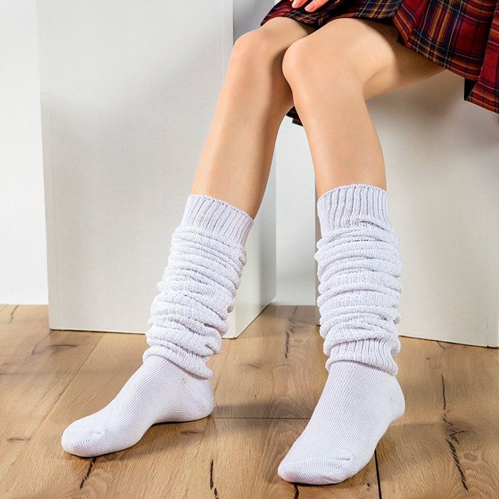 白いリブ編み　ルーズソックス　100cm 使用感あり ルーズソックス 女子高生 白 80cm 100cm 120cm リブ 靴下 春 夏