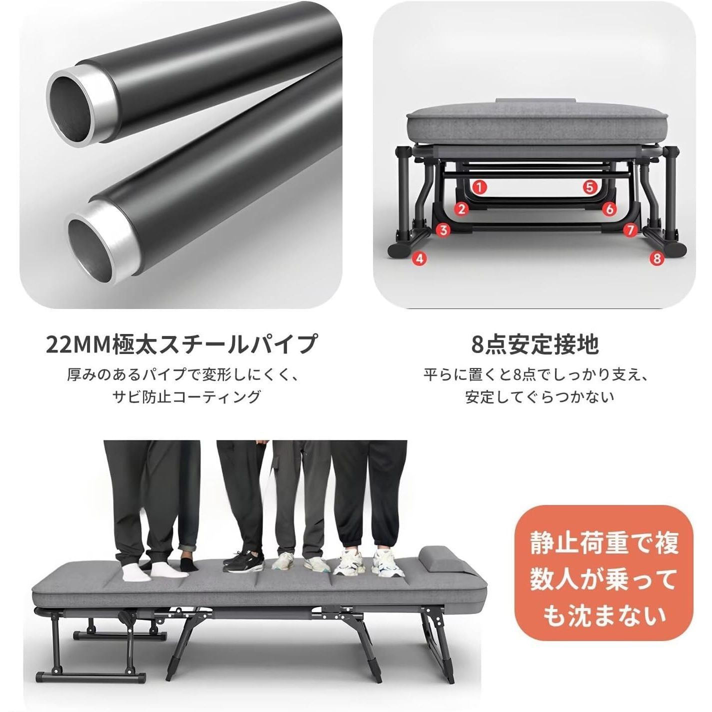 AORTD おりたたみベッド 高反発ウレタン マットレス付き 6段階リクライニング コンパクト 簡易ベッド 耐荷重200㎏ 折り畳み ベッド 軽量 完成品 NEXPOTALLINN_EU