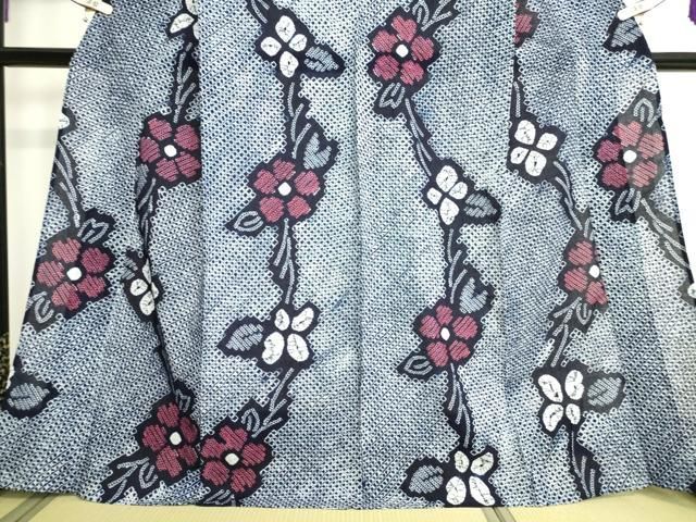 平和屋本店□極上 夏物 浴衣 有松鳴海絞り 草花文 綿 逸品  