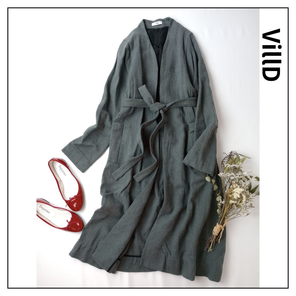 VillD ヴィルド ウール リネン ビエラ ロング ジャケット ノー