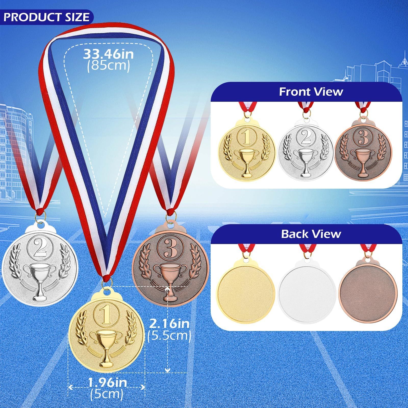 Hianjoo 12枚 子供用 メダル 金メダル 銀メダル 銅メダル 金属製