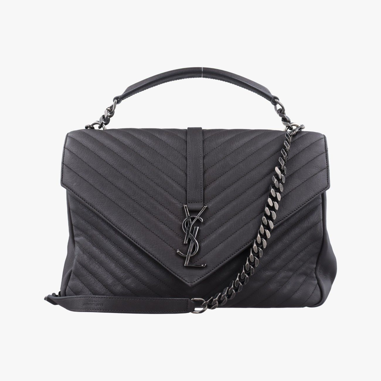 イヴサンローランYves Saint Laurentカレッジ グレー レザー