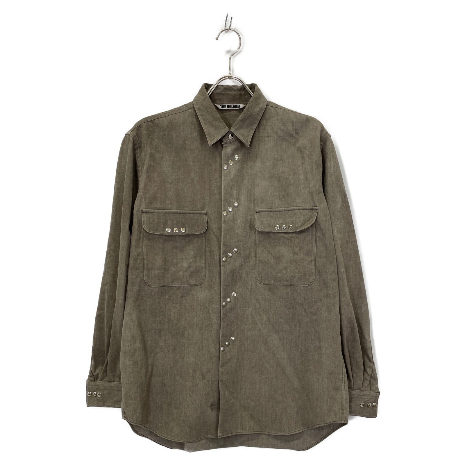 【定価59400円】NULABEL ナチュラルダイ ウールギャバジン シャツ NULABEL ニューレーベル ブラウン ナチュラルダイ ウール