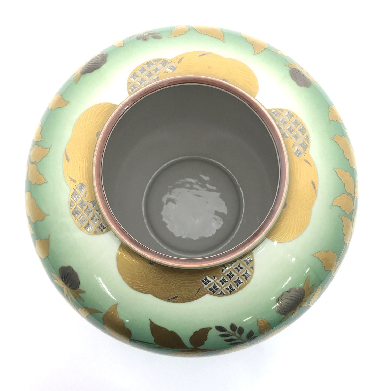 九谷焼 【逸品物】花瓶 陶器 九谷焼 金彩割取 陶洸作 15号（45cm
