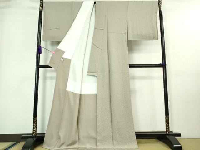 平和屋着物□極上 色無地 ロング丈 幸運宝珠 南天地紋 枯野色