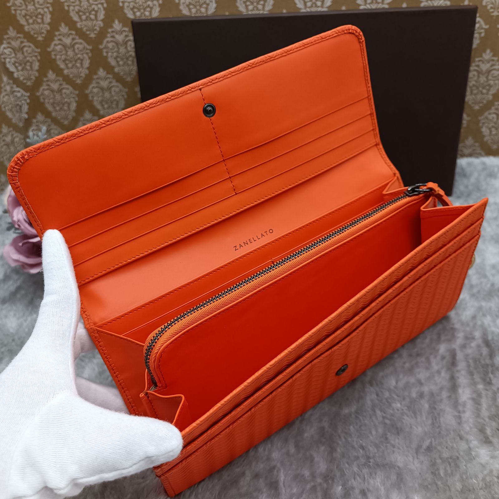 ZANELLATO 》 ザネラート カシミヤブランディーン ロングウォレット 長 