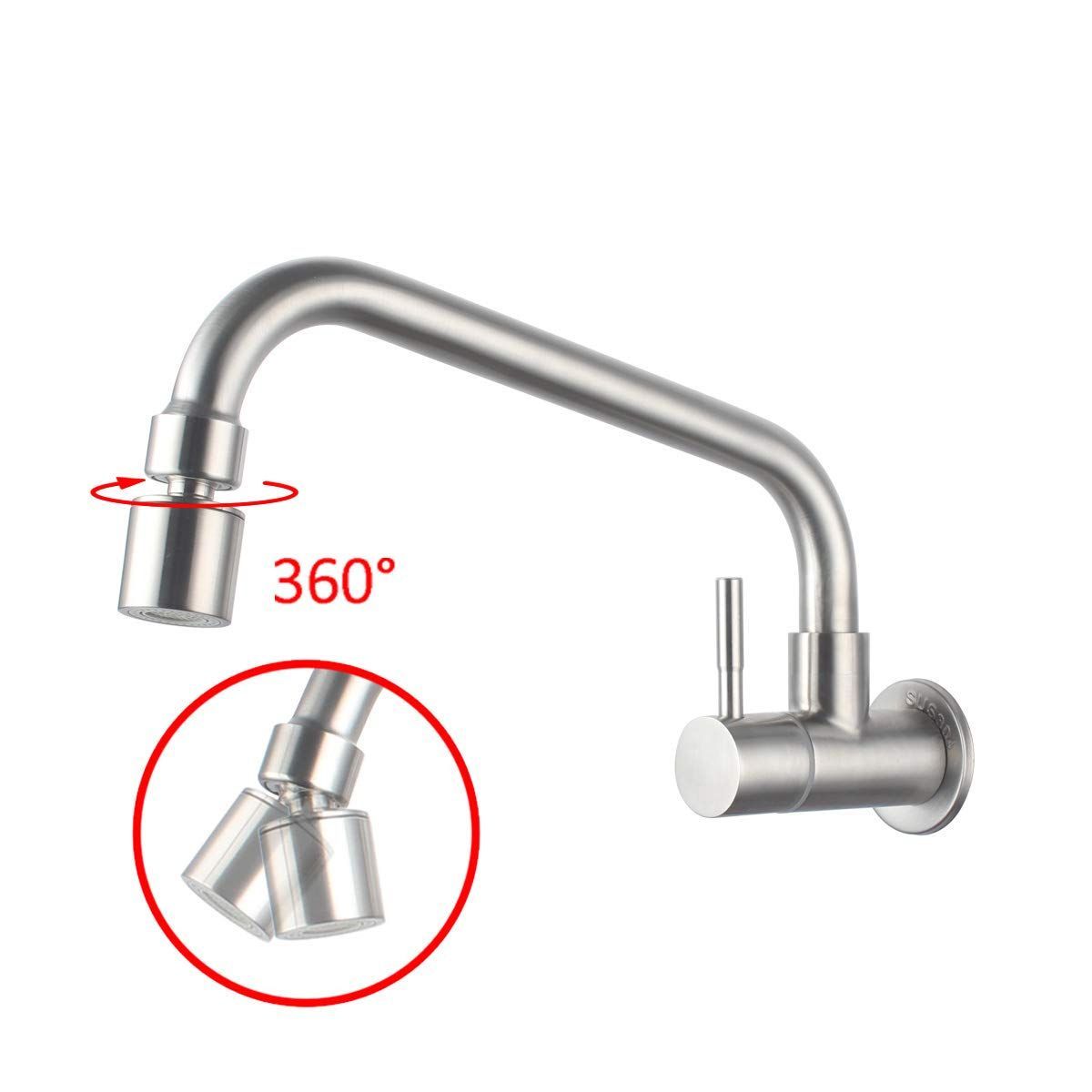 Amazon.co.jp: キッチン飲料水蛇口 壁ピタ水栓 360度旋转ｼﾝｸﾞﾙ