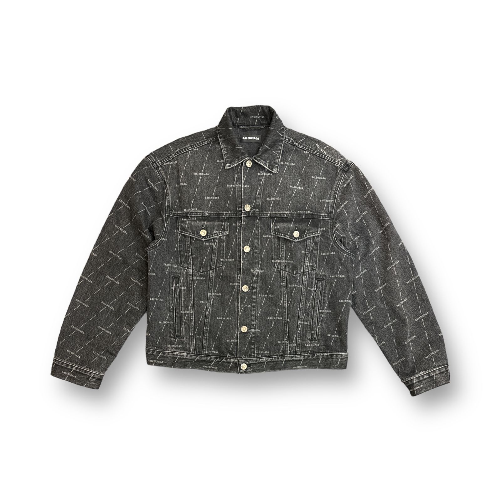 a*.様 BALENCIAGA バレンシアガ デニムジャケット 黒ブラック 44 BALENCIAGA バレンシアガ 24SS Pierced Denim Jacket ピアス