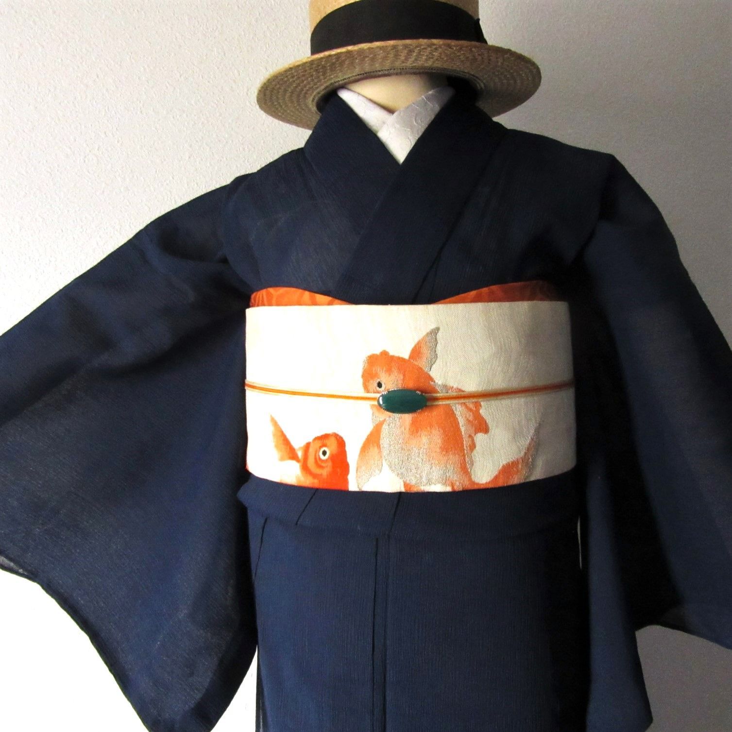 ご専用※ 金魚 紗 名古屋帯 アンティーク 着物 帯 - メルカリ
