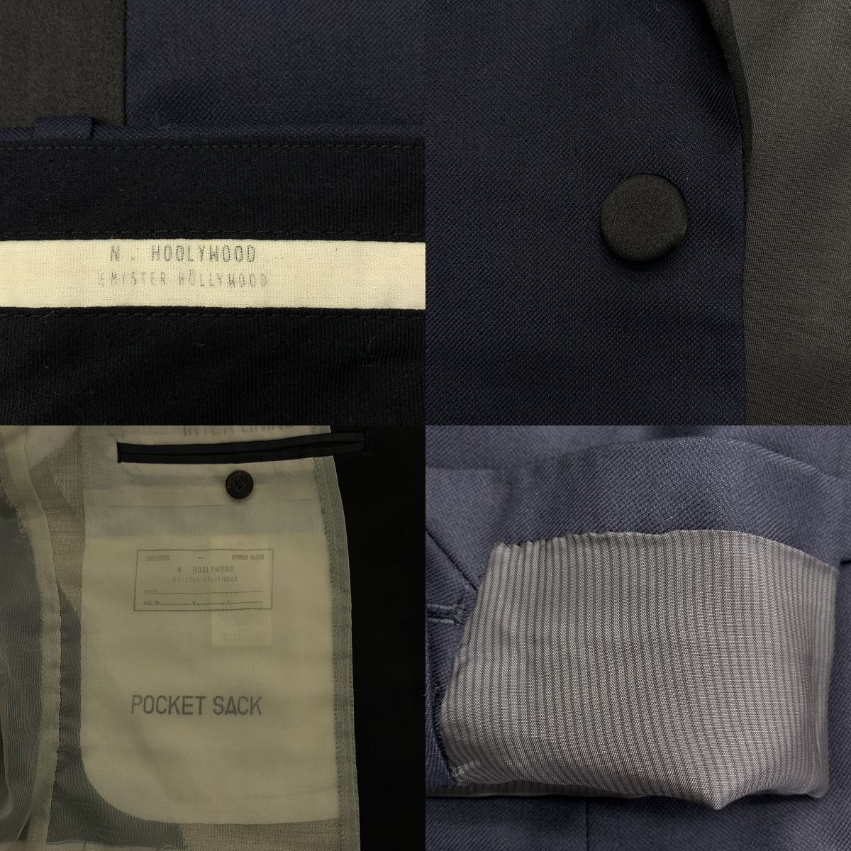 N.HOOLYWOOD エヌハリウッド セットアップ 2B テーラード ジャケット サイドライン スラックス パンツ 40 ダークネイビー ブラック メンズ KANDAIZUMI_COM