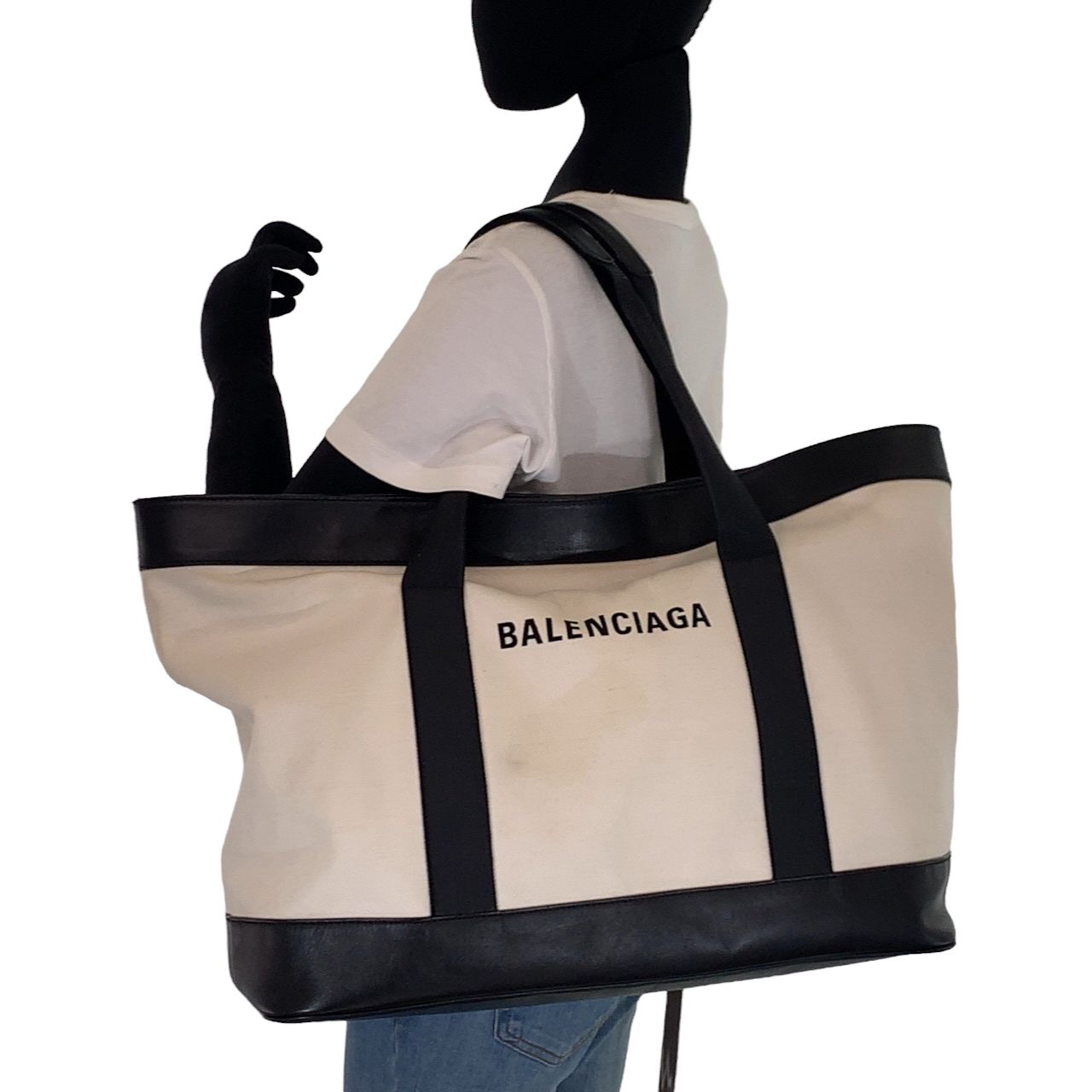 BALENCIAGA バレンシアガ エブリデイ カバ ネイビー ホワイト 白