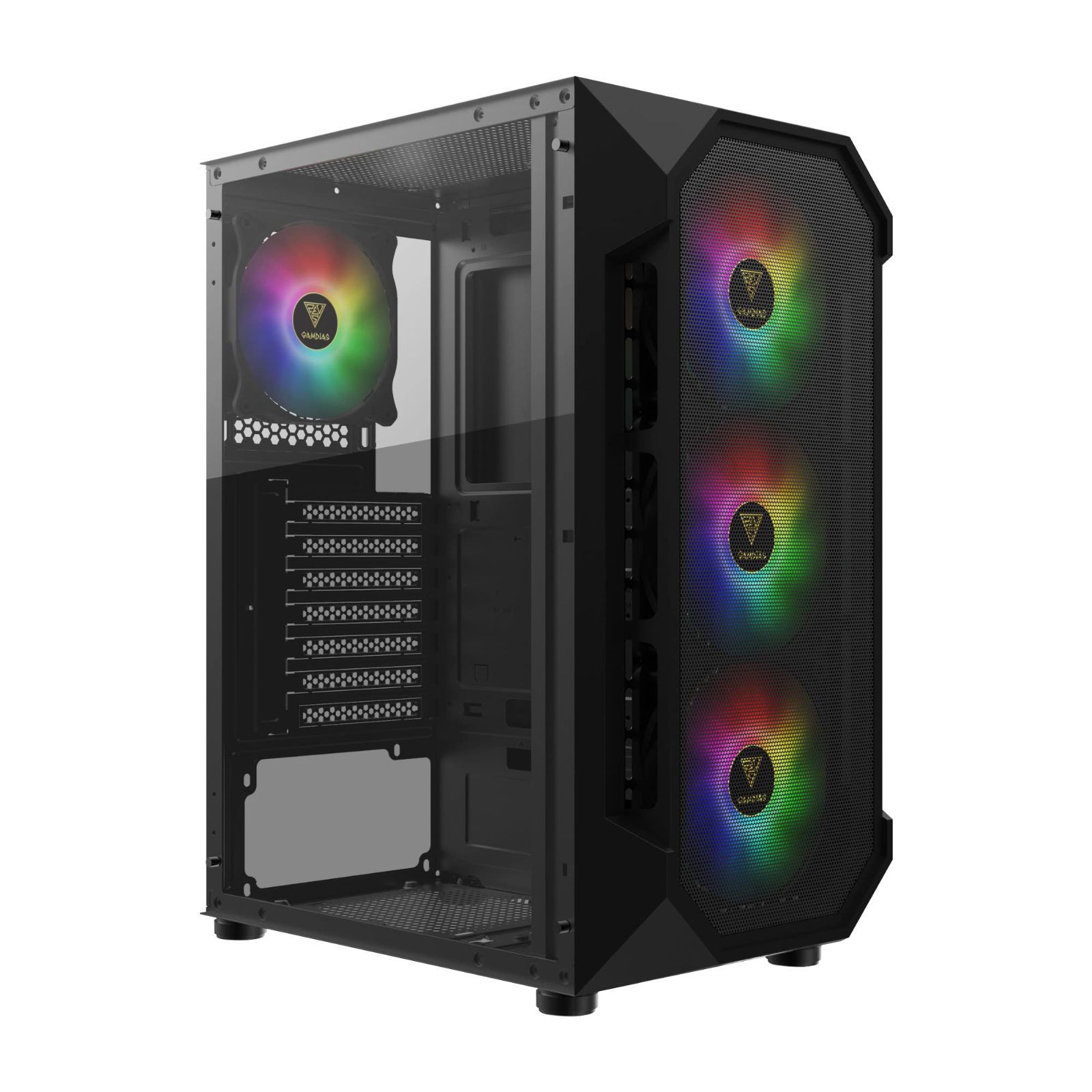 AURA GC1 GAMDIAS AURA GC1 ゲーム PC ケース ミッドタワー ATX ケース サイド 強化ガラス 4X 120 mm ARGB  ケース ファン と 同期 5 V RGB マザーボード付き ツール付き 設置 メッシュ フロント パネル - メルカリ