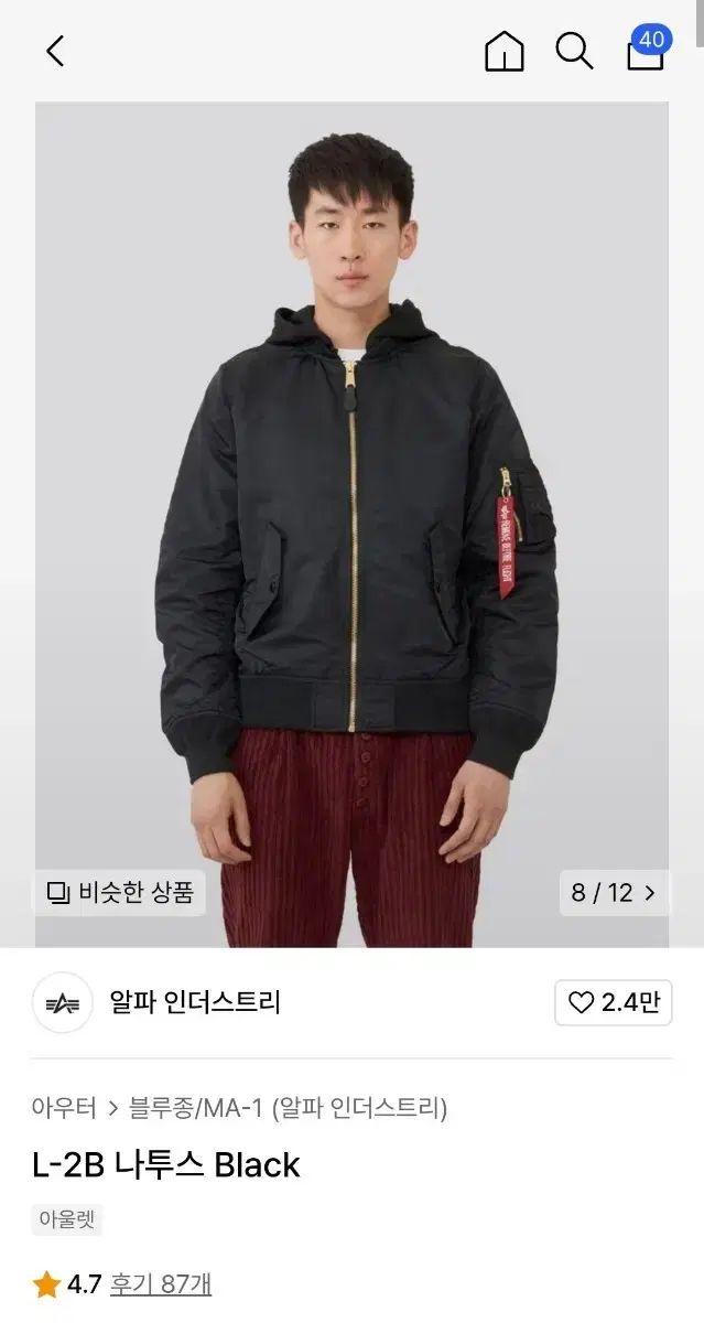 ALPHA INDUSTRIES(アルファ インダストリーズ) L ー 2B ナタス ( MA 1 ） Black （ M 100