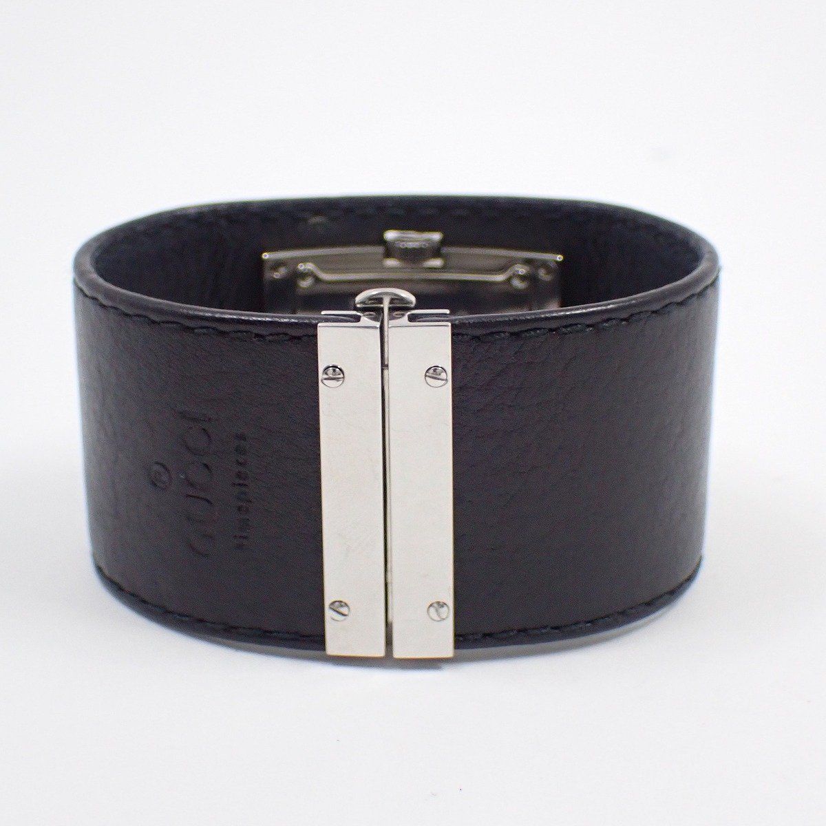 【美品】GUCCI 7800L 革バックル レディース時計 グッチ 黒文字盤 グッチ 7800L バングルウォッチ クォーツ レディース 腕時計