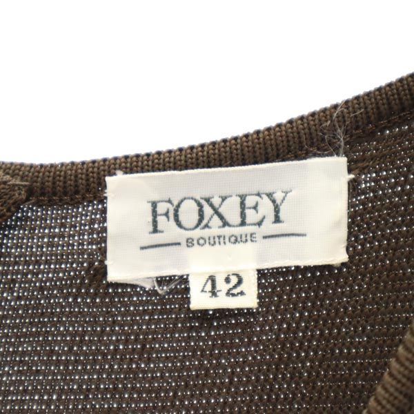 フォクシー 日本製 ノースリーブ リボンデザイン ワンピース 42 ブラウン系 FOXEY レディース   【230608】