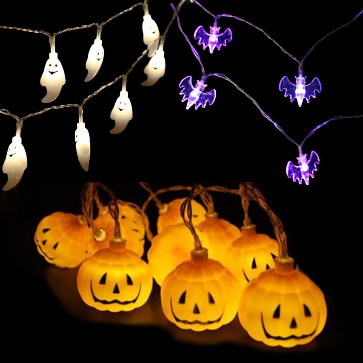 monoii ハロウィン 飾り LED ライト Halloween 装飾 かぼちゃ お化け コウモリ 電飾 吊り下げ イルミネーション オーナメント 電球 20球3M セット d875