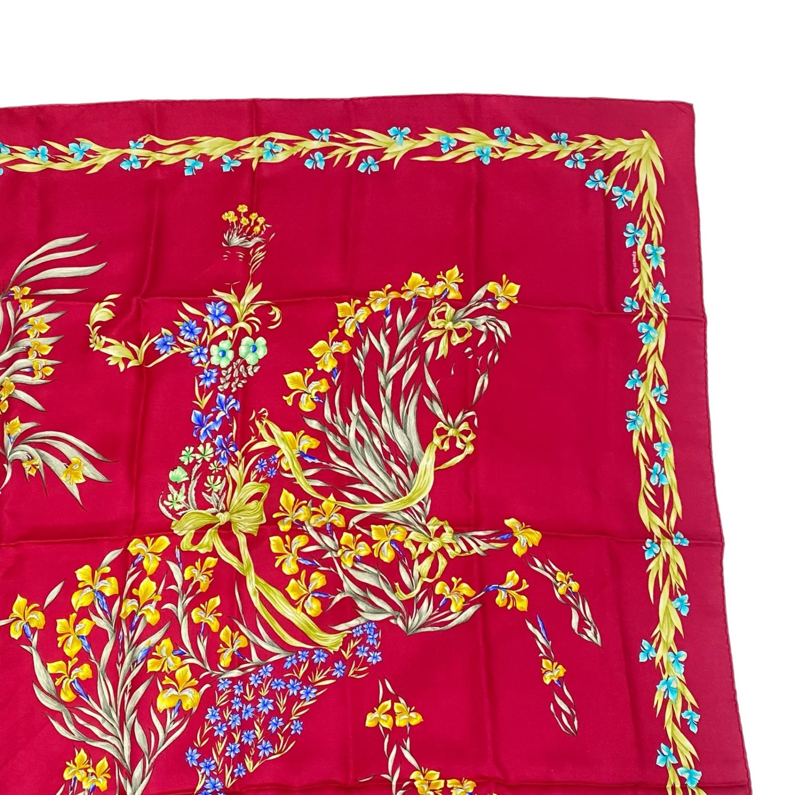美品 HERMES エルメス カレ90 スカーフ シルク H.d'Origny 花