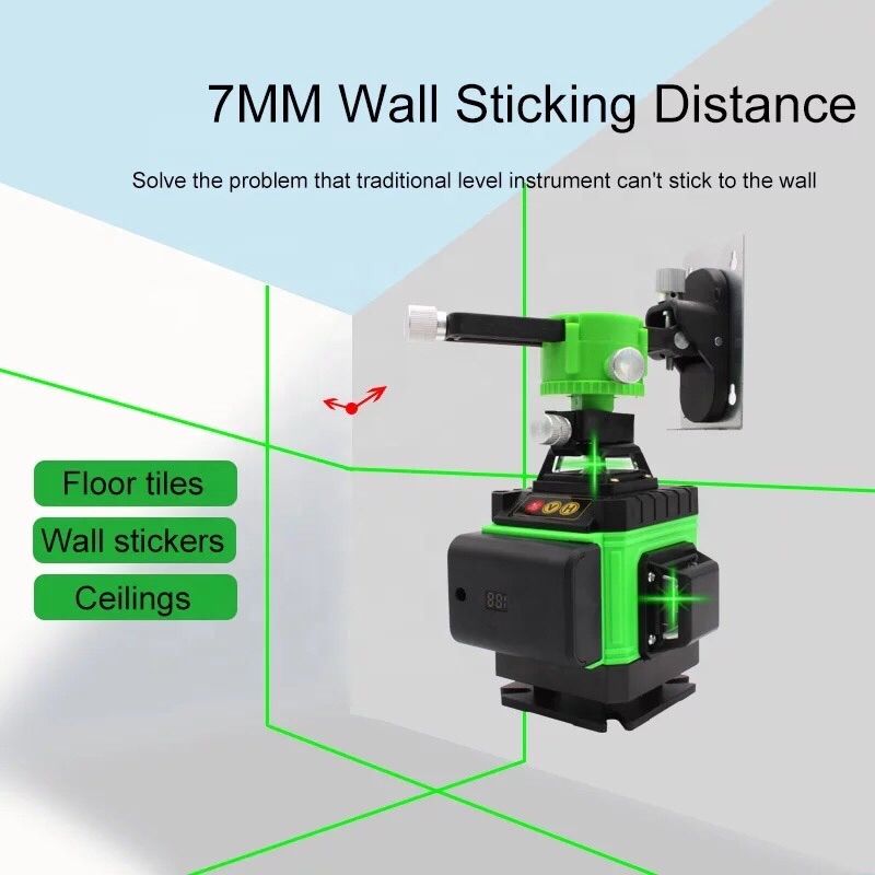 16ライングリーンレーザー墨出し器墨出器水平器4Dレベル測定器/1.2M