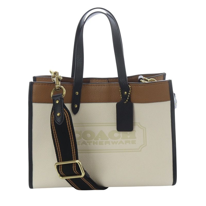 コーチ COACH フィールド トート 30 ブロック ウィズ ショルダーバッグ トートーバック 2way べージュ 茶色