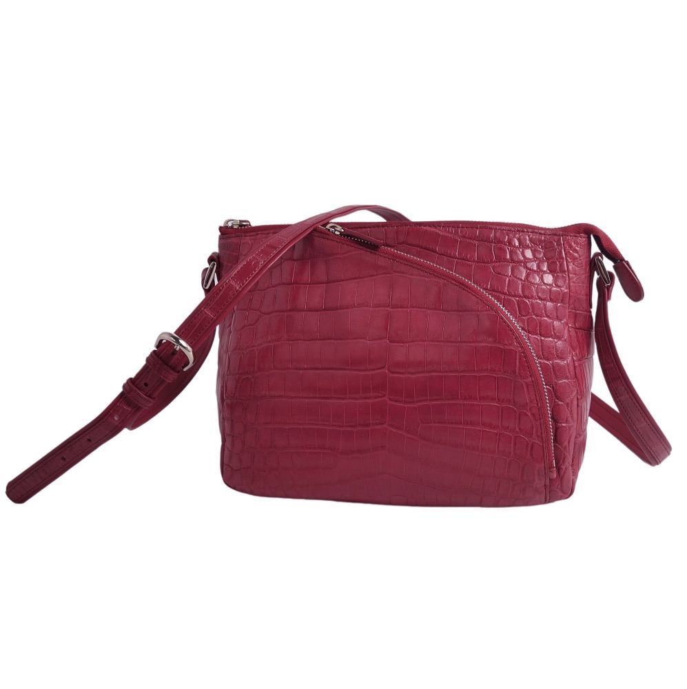 美品 クロコダイル CROCODILE バッグ ショルダーバッグ マットクロコ  