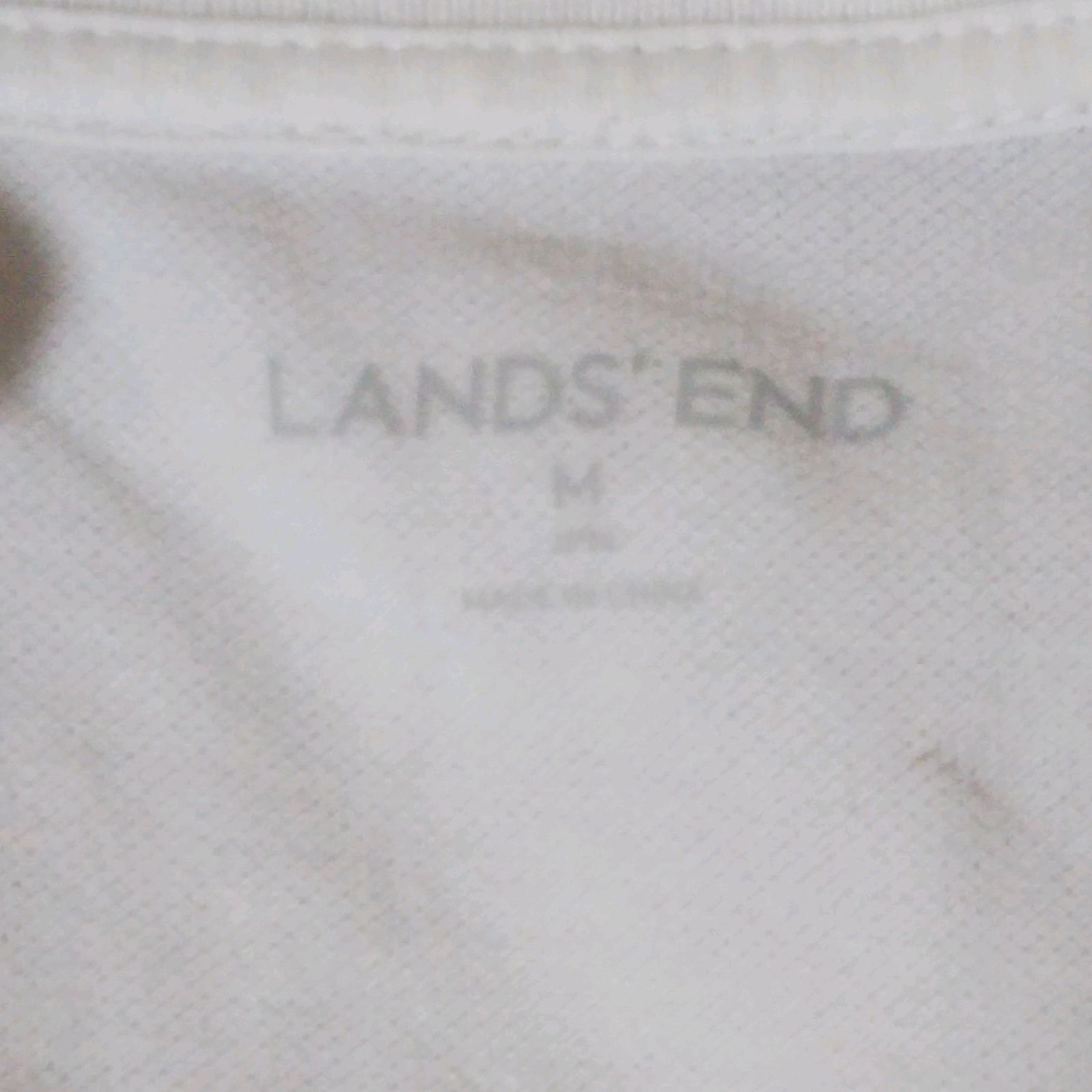 LANDS'END ランズエンド M ホワイト 半袖 カットソー ジッパー