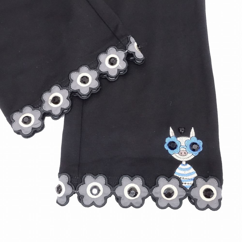 OLLEBOREBLA アルベロベロ　パンツ S 黒　ぶたさん　レディース　刺繍 アルベロベロ OLLEBOREBLA オレボレブラ ジャージ クロップド