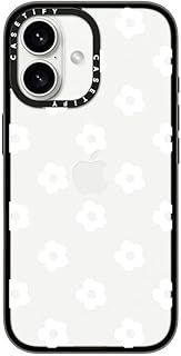 CASETiFY コンパクト iPhone 16 ケース 軽量 | 1.2mからの落下テストをクリア MIL規格2倍相当 | ワイヤレス充電に対応 - Ditsy Daisies - White - クリア ブラック