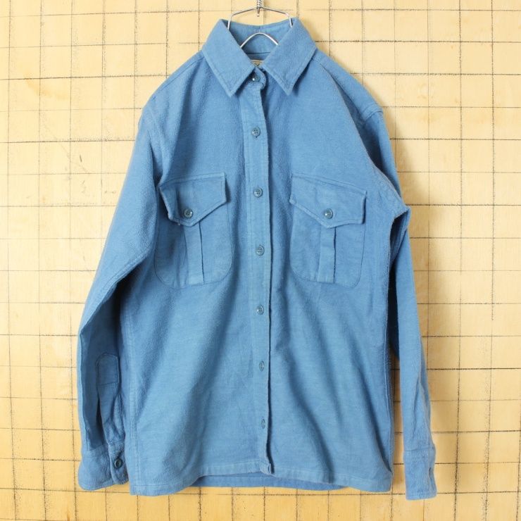 60s USA製 LLBean コットン シャモアクロス シャツ ブルー