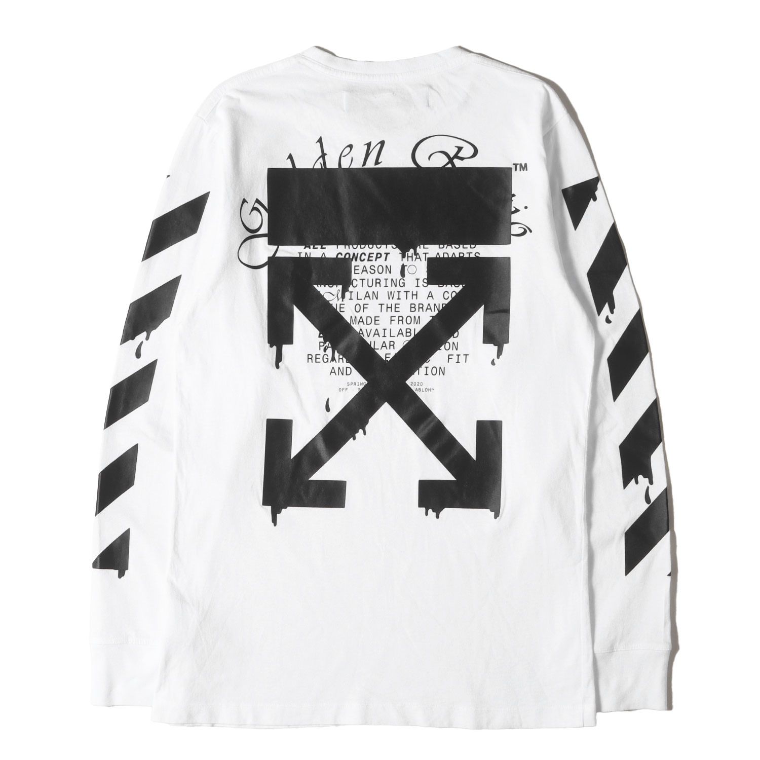 【メル46957】XL希少デザイン✨オフホワイト クロスアロー長袖Tシャツ OFF-WHITE オフホワイト Tシャツ ホワイト 白 サイズ:M | 20SS