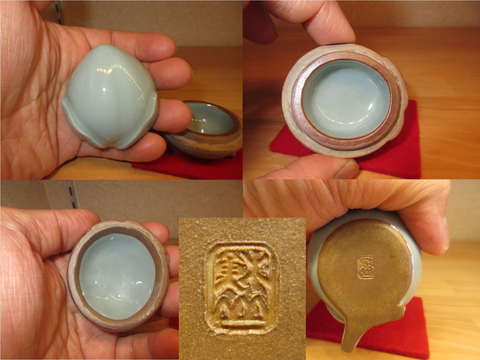 逢絢亭】茶道具 炭所望道具 半田ホーロク（赤・白）セット 底取