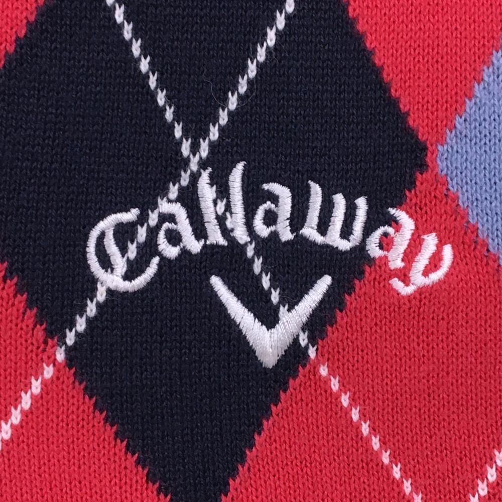 美品】キャロウェイ ニットベスト レッド×ネイビー アーガイル柄 ロゴ