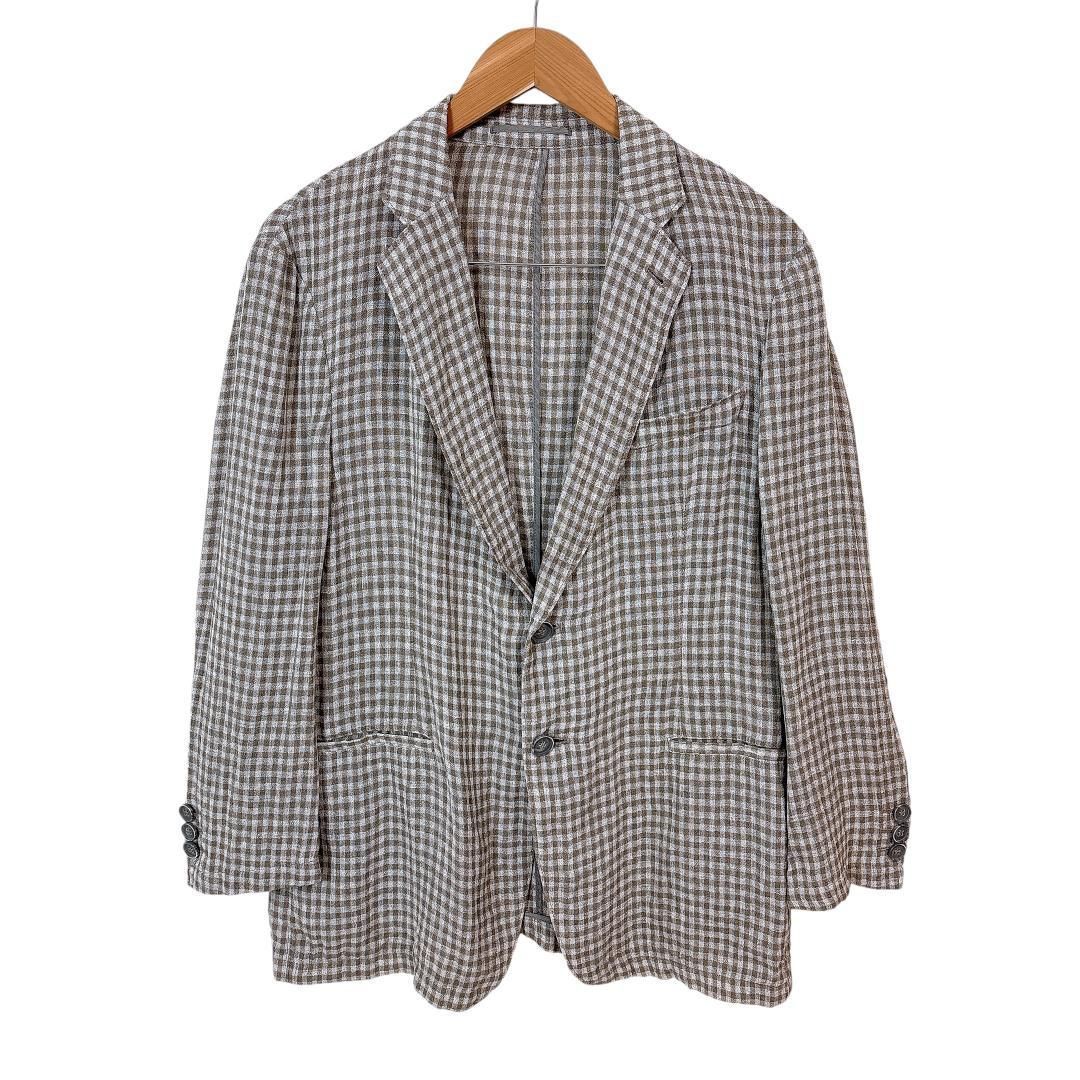 アルマーニ コレツィオーニ 麻混テーラードジャケット 50R チェック