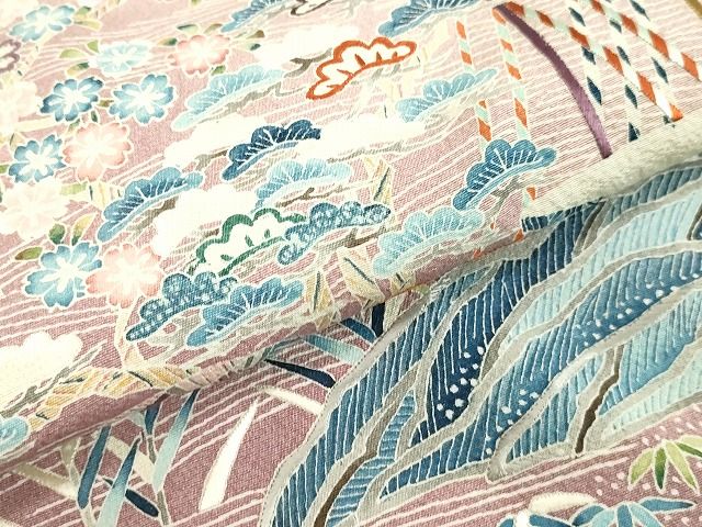 平和屋着物○東京友禅 熊谷好博子 訪問着 刺繍 立波風景文