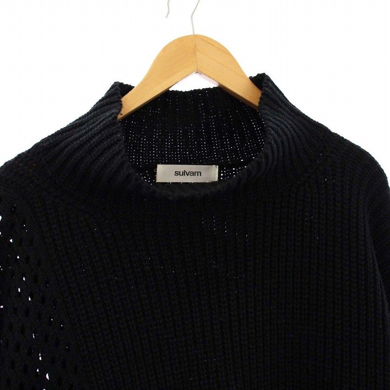 サルバム sulvam Mesh asymmetry knit メッシュアシンメトリーニット 