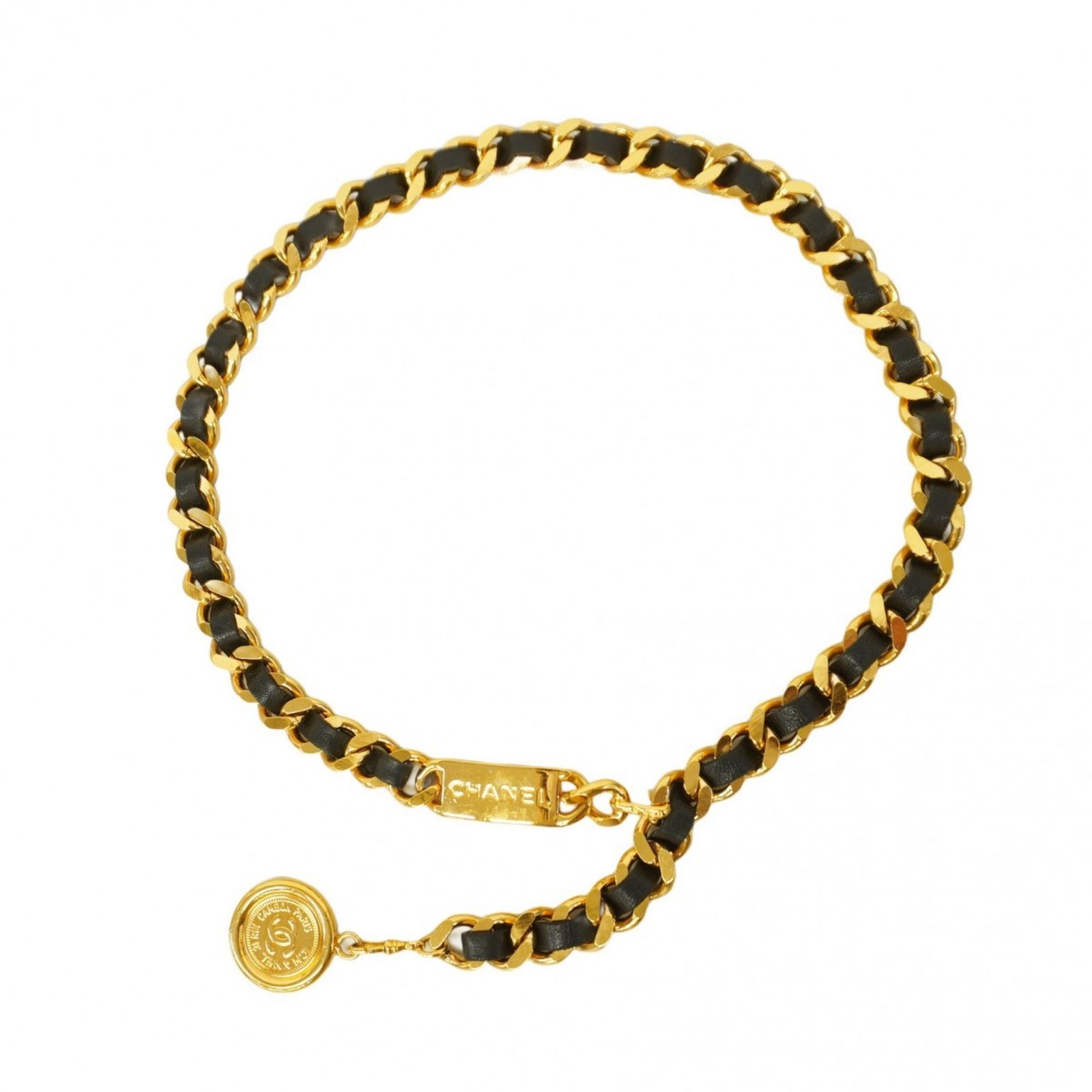 シャネル Chanel シャネル ベルト チェーンベルト ゴールド ブラック レディース