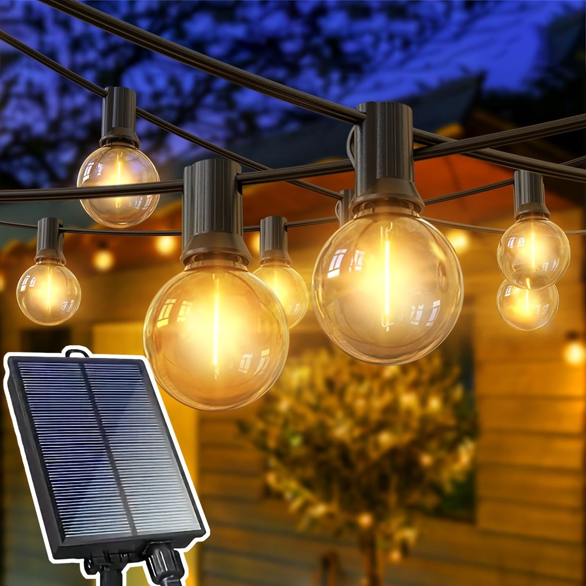 31M|101フィート LED ソーラー電池 G40 ランプ 耐衝撃 庭の吊り下げストリングライト プラスチック素材 リモコン 1200mAh リチウムソーラーバッテリー リモコンとバッテリー付き 記念日 屋外 屋内 パーティー パティオ ポーチ テント デ