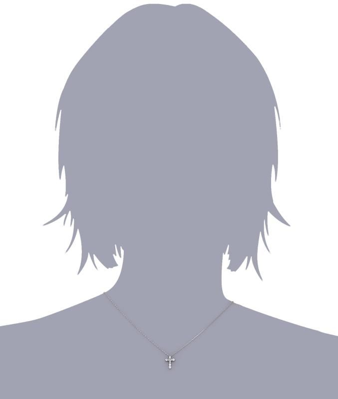 DCOAA K18ホワイトゴールドクロスダイヤネックレス