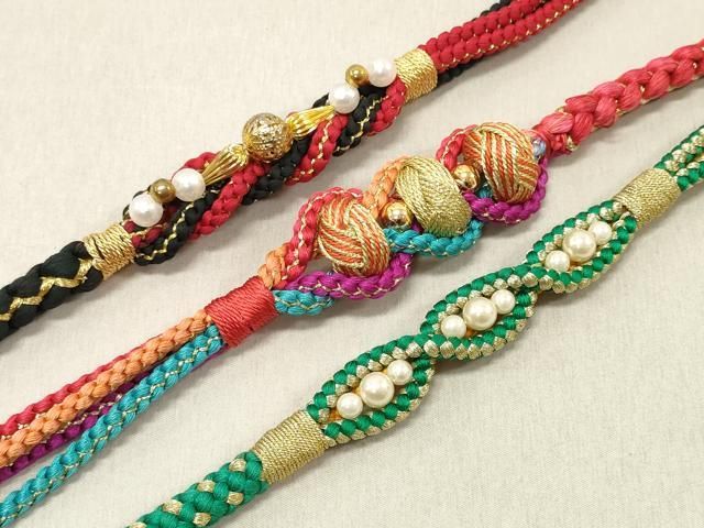 平和屋着物○和装小物 振袖用帯締め 飾り付き 小田巻き パール 花 紺色