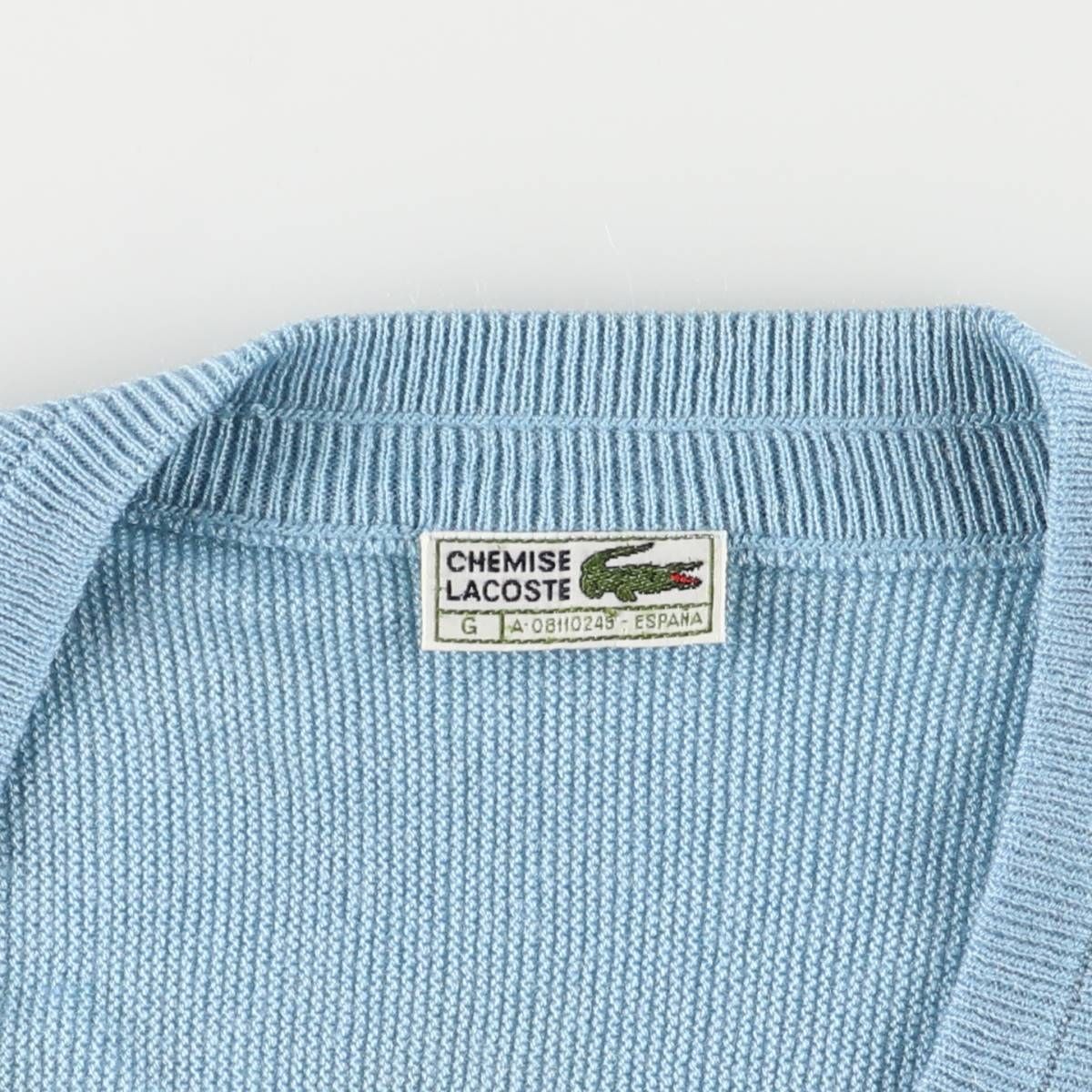70〜80s スペイン製 CHEMISE LACOSTE カーディガン 青 L〜 70年代 70s 80年代 80s ラコステ 青 ブルー│ヴィテージ古着屋