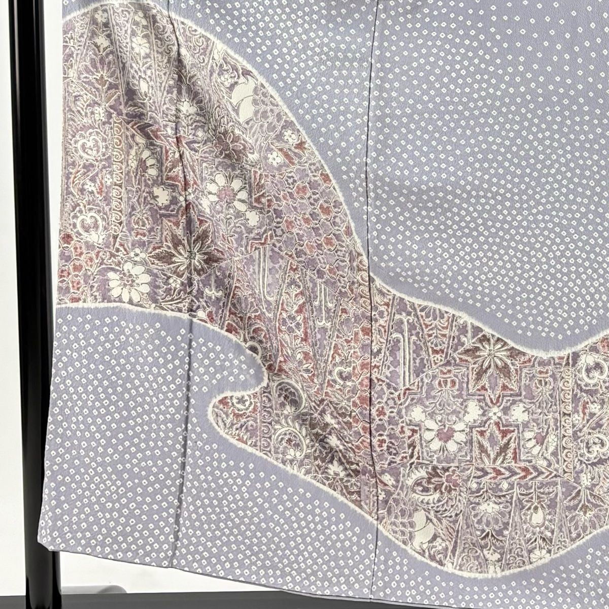 訪問着 身丈156cm 裄丈63.5cm S 袷 草花 霞 絞り 薄紫 正絹 秀品