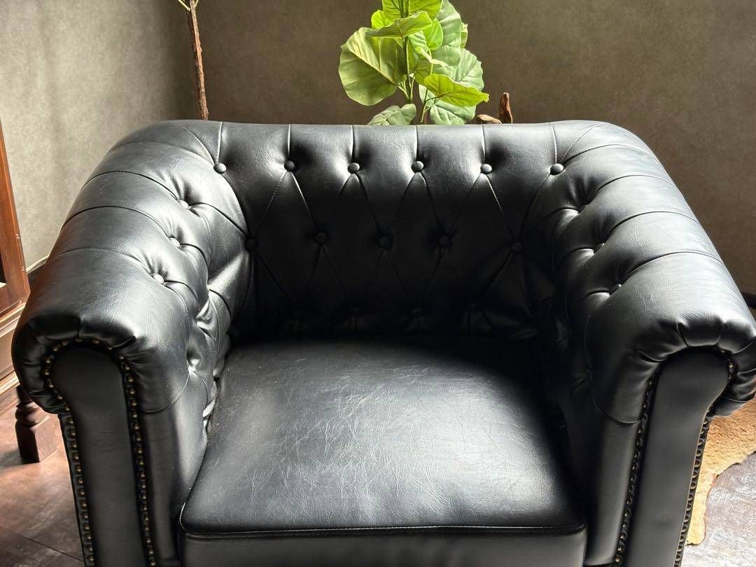 本革　チェスターフィールド　アームチェア　リベット打ち　ボタンダウン　YZ 本革 チェスターフィールド アームチェア リベット打ち ボタン