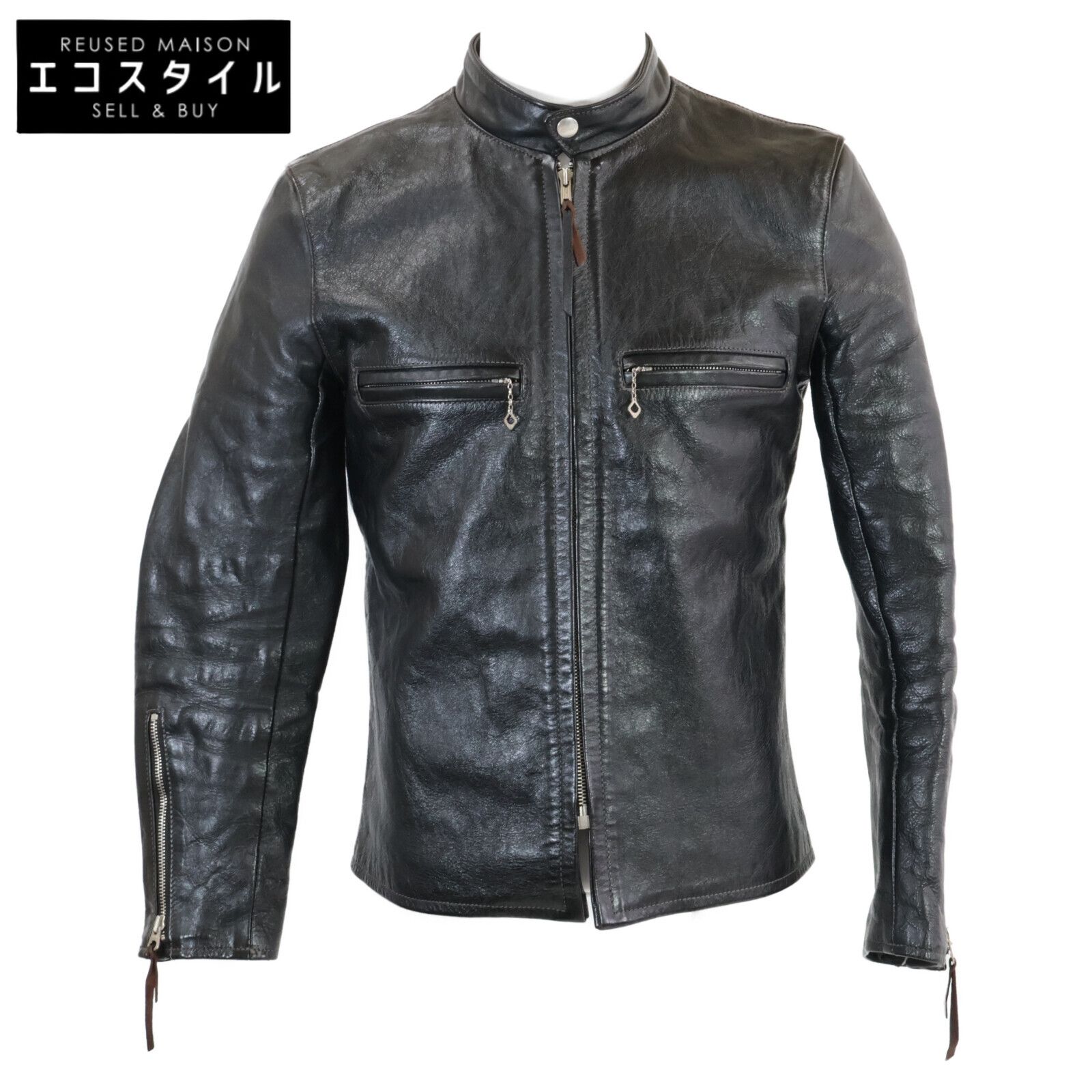 THE REAL MCCOY S ザリアルマッコイズ BUCO J-100 茶芯 ホースハイド スタンドカラーライダースジャケット 36