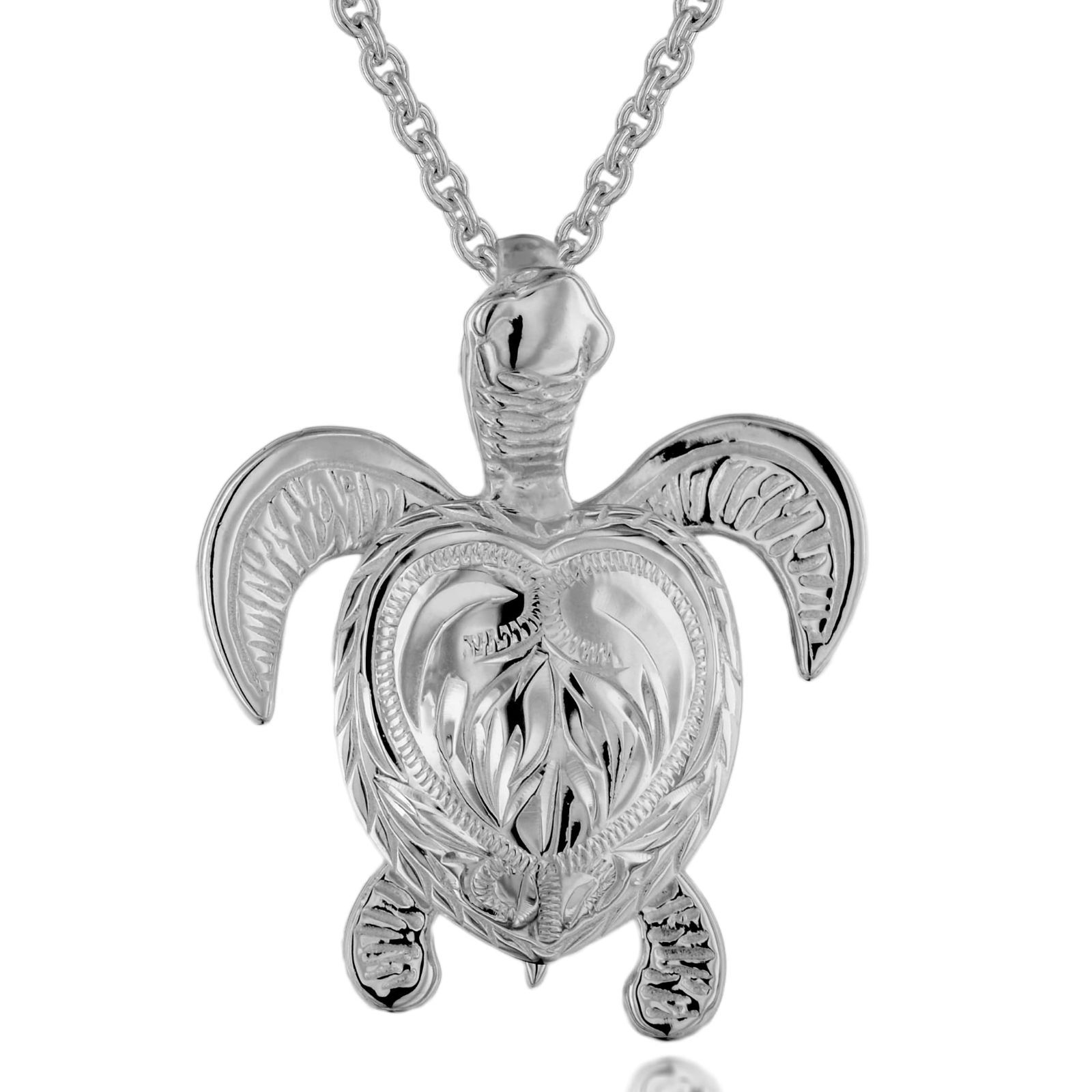 レイラニ] ハワイアンジュエリー クロス プルメリア＆スクロール彫り